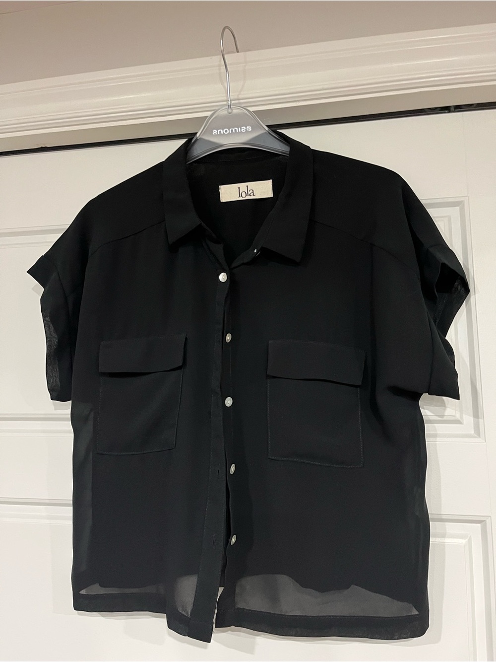 lola Black Short-Sleeve Casual Button-Down Shirt